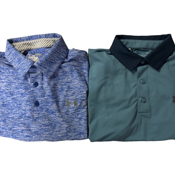 Lot of 2 X Under Armor Heat Gear Short Sleeve Golfing Polos Size M - Picture 1 of 5